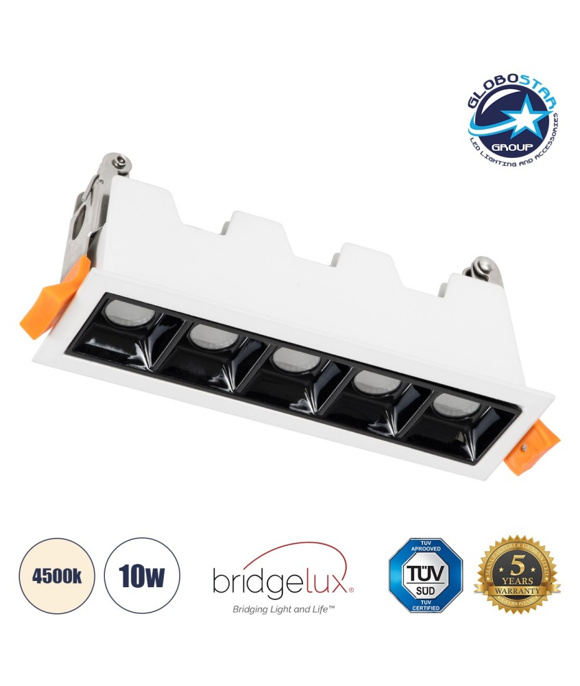 GLOBOSTAR® LUMINAR 60318 Χωνευτό Downlight Σποτ LED 10W 1400lm 36° AC 220-240V IP20 Φυσικό Λευκό 4500K - Osram SMD Chip & TÜV SÜD Driver - Λευκό & Μαύρο Ματ - Μ14.8 x Π4.3 x Υ4.5cm - Q13.5 x 3.5cm - 5 Χρόνια Εγγύηση